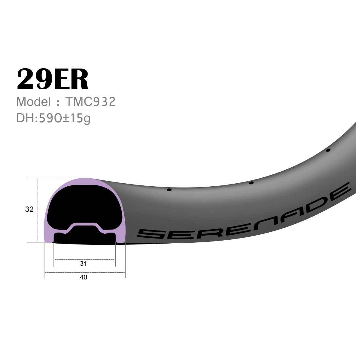 29er Endro Downhill carbon fiber bicycle rims 40mm wide TMC932 DH ( Downhill ) bike wheels carbon 29er mountain bike rims 40mm wide