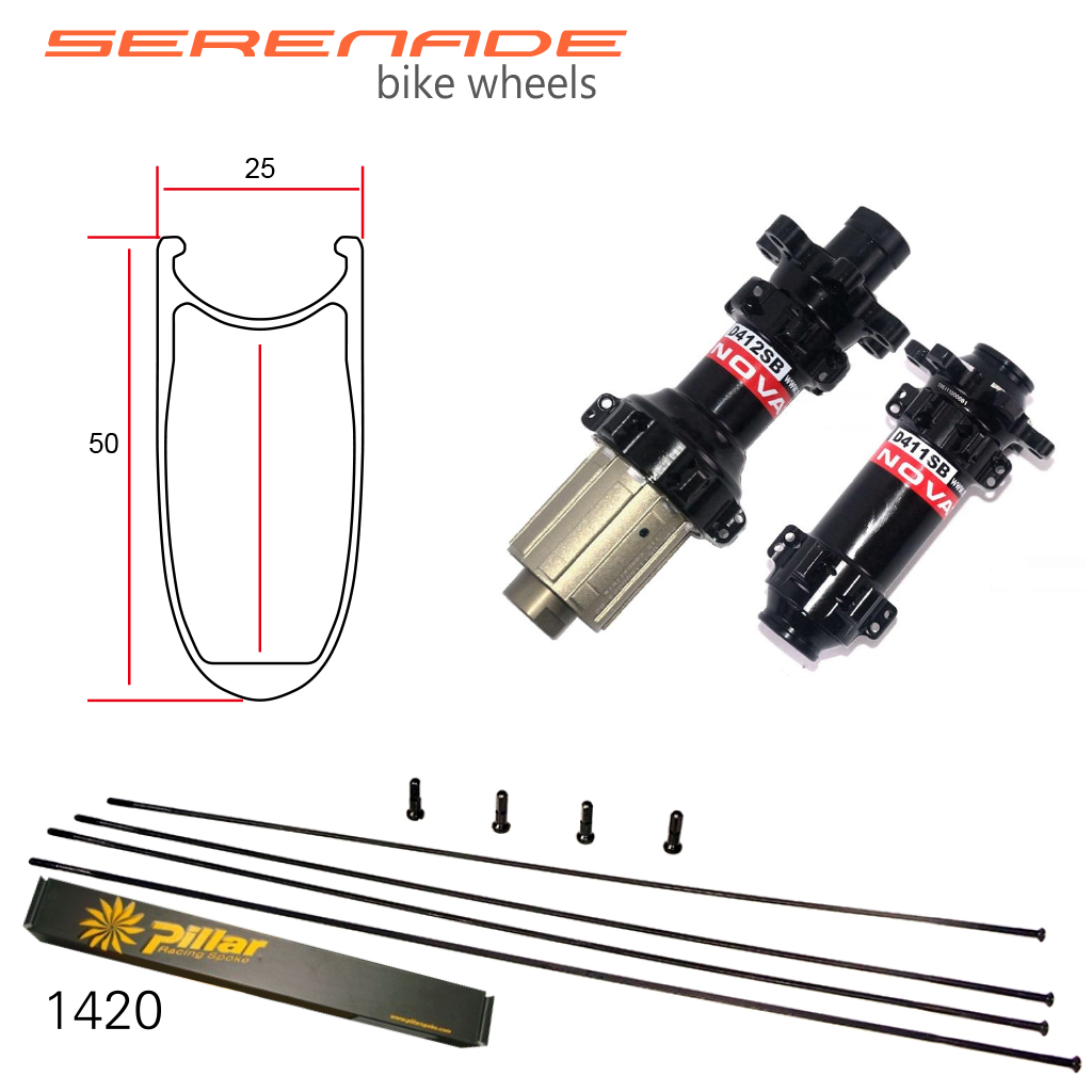  Serenade Disc brake road bike components 50mm carbon wheelset UD Clincher tubeless rims 700C Disc brake road bike components pillar spoke 50mm carbon wheels