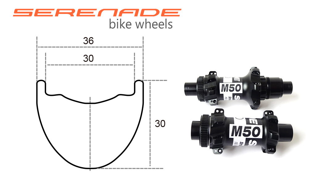 36mm wide 30mm deep 29er and 650b carbon mountain bicycle wheels with serenade M50 hubs 36mm wide 29er tubeless carbon mtb bicycle wheels with M50 boost hubs