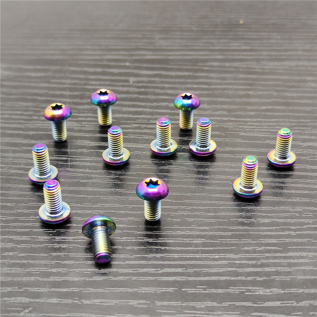 12Pcs Titanium Ti M5x10 Screw Bolt for Disc Brake Rotors Mountain Bike & Road Bike T25 Torx Head Bicycle disc Mountain & Road Bike Titanium Ti M5 Screw Bolts Disc Brake Rotors