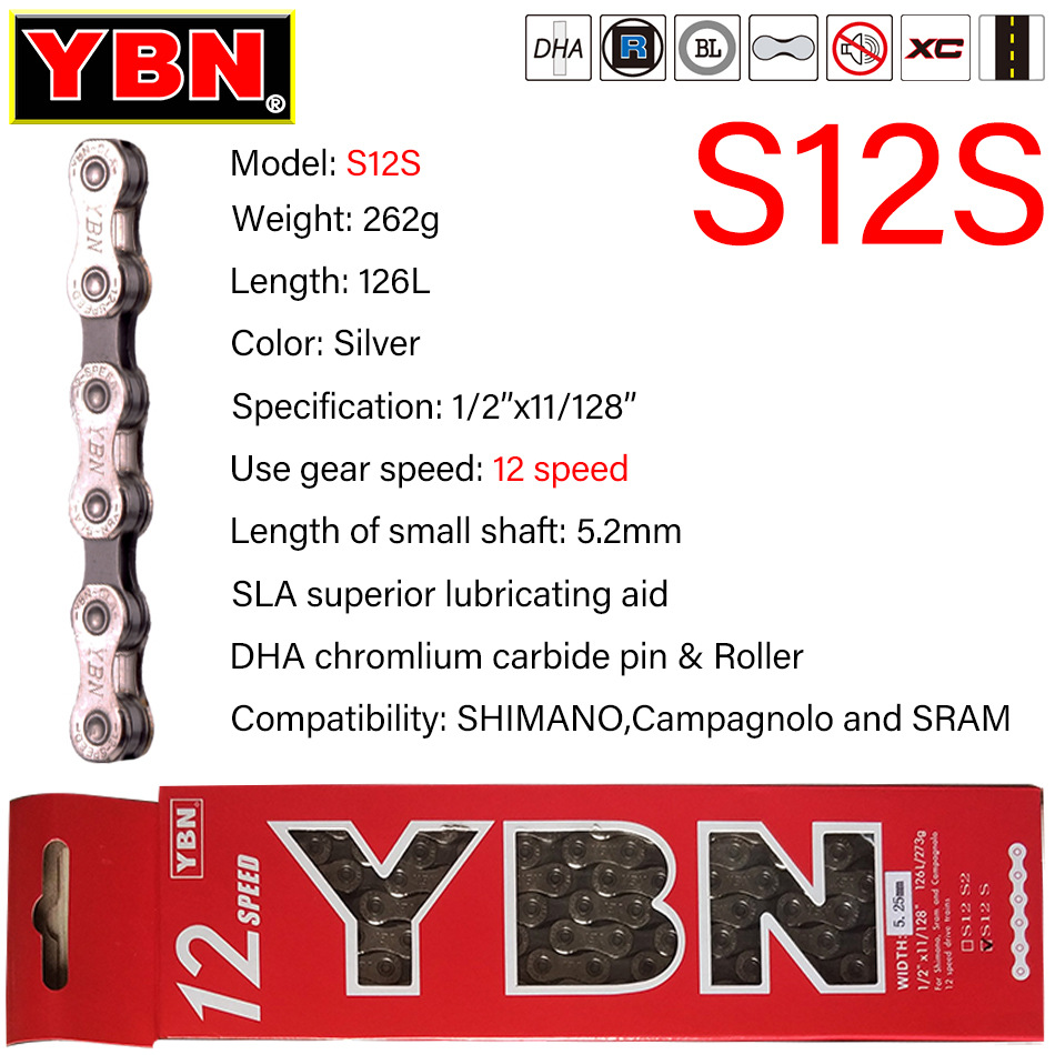 YBN 12-Speed Multicolor Bicycle Chain Current 12v Mtb Chain High Strength Titanium Bicycle Accessories Compatible With SHIMANO Titanium YBN 12-Speed Multicolor Bicycle Chain Current Mtb Chain