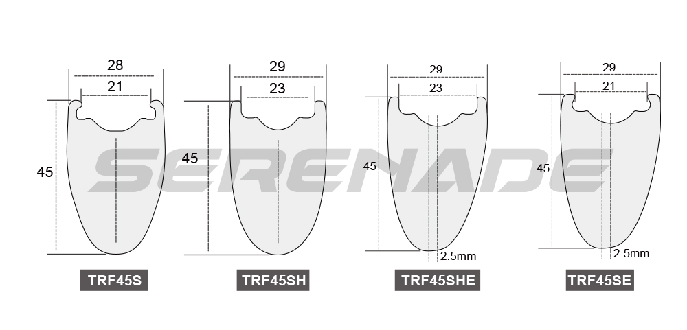 45mm deep 28mm wide lightweight road bicycle carbon rims tubeless compatible 700C road disc bicycle wheels part 45mm deep 28mm wide gravel bike rim