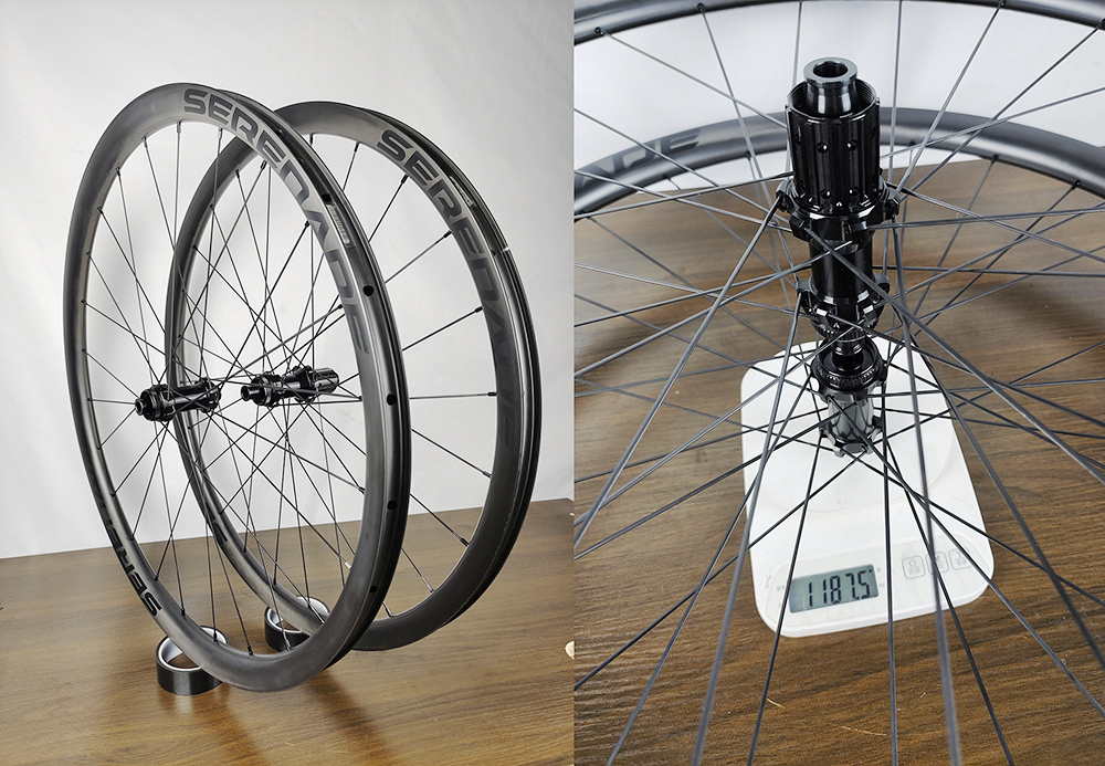1190gr 30mm Carbon Gravel Bike Wheelset Tubeless UD Paintless Rims Disc Brake Ratchet 36T Wheels SR042 hub Hookless 25mm Carbon Fiber Gravel Bike Wheelset Paintless Rims
