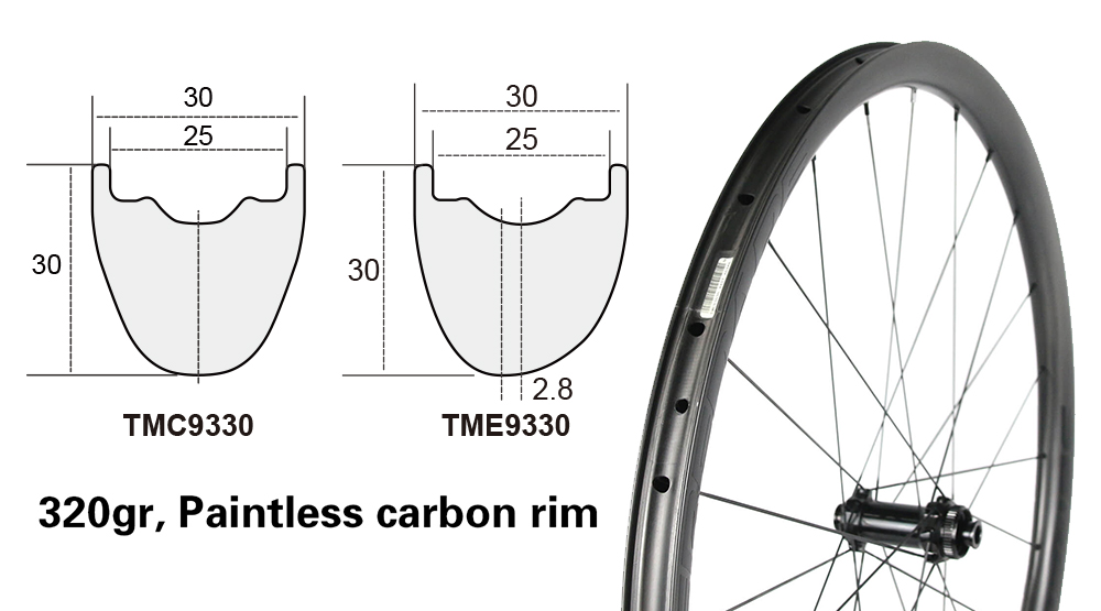 1190gr 30mm Carbon Gravel Bike Wheelset Tubeless UD Paintless Rims Disc Brake Ratchet 36T Wheels SR042 hub Hookless 25mm Carbon Fiber Gravel Bike Wheelset Paintless Rims