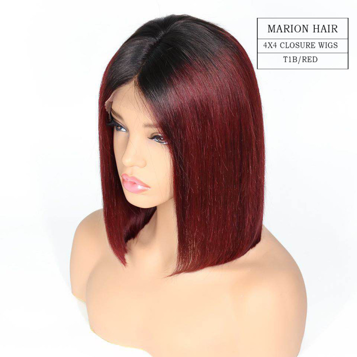 Marion Brazilian Lace Closure Human Hair Wigs For Women Straight With Baby Hair Full End Natural Black  