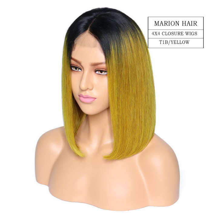 Marion Brazilian Lace Closure Human Hair Wigs For Women Straight With Baby Hair Full End Natural Black  