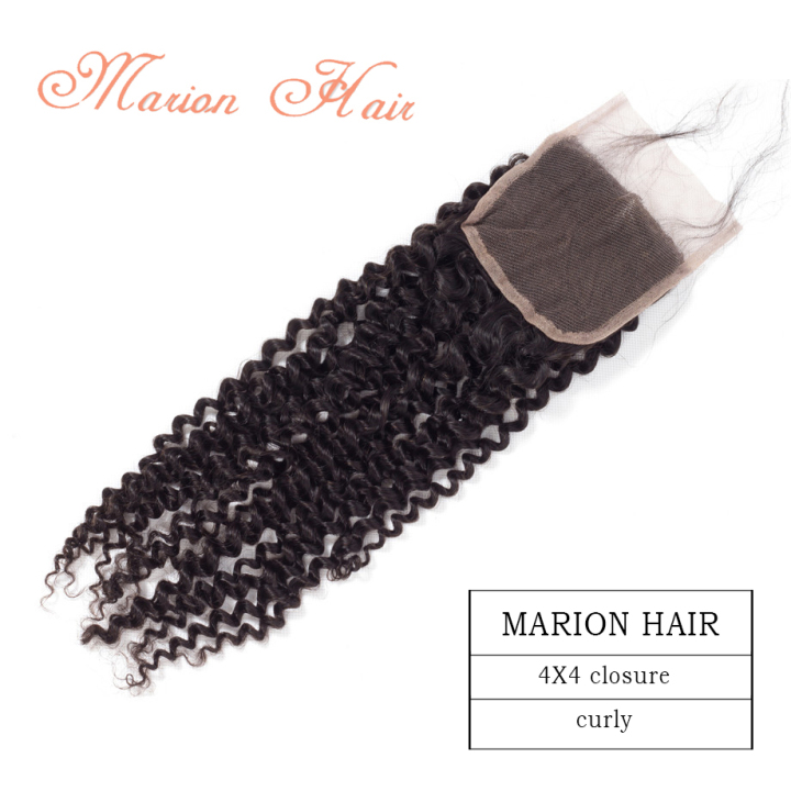 MARION HAIR Brazillian Hair Loose Wave Lace Closure size 4x4 100% Human Hair Loose Wave Top Lace Closure Free Part 1B# Color  