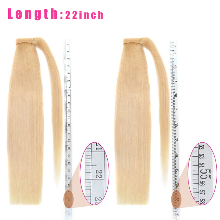 MARION HAIR 100% Virgin Remy Human Hair Extension  Human Hair Straight Blonde Ponytail Long Clip Ponytail  