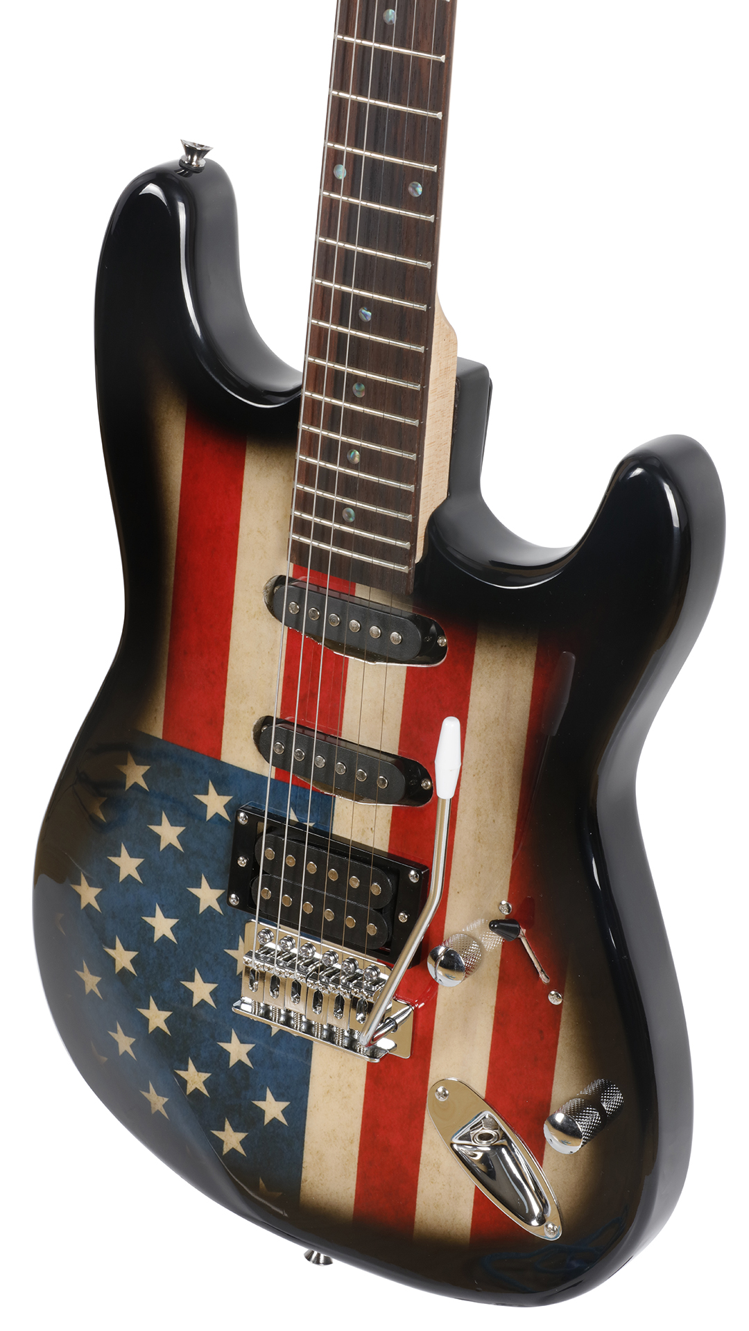 Leo Jaymz 39" Full Size ST Style Electric Guitar with US Flag Sticker