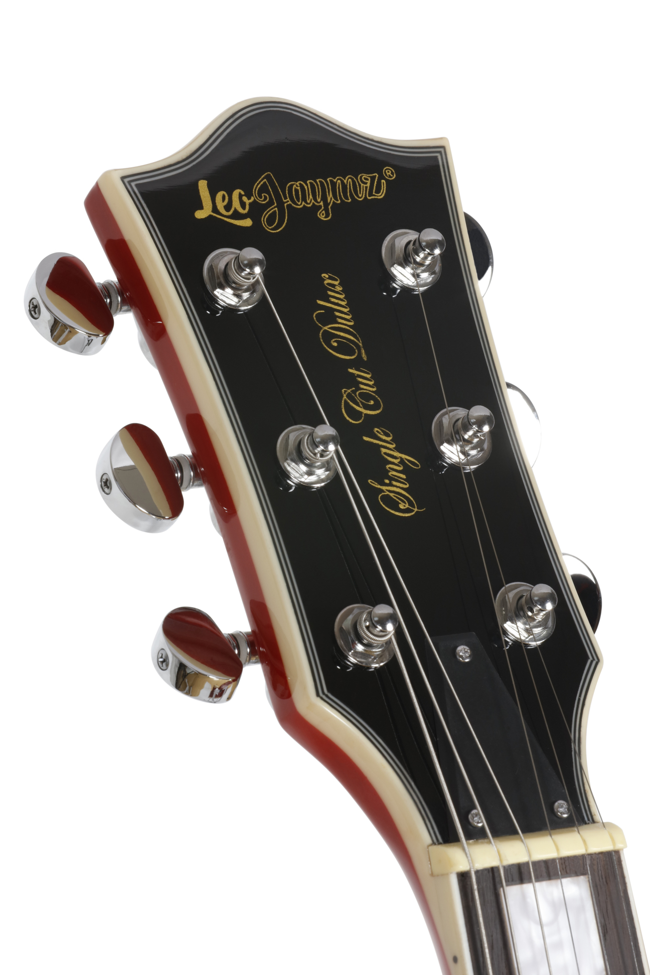 Leo Jaymz Single cut curved top GROVER machine heads Electric guitar full size with a graphic in
