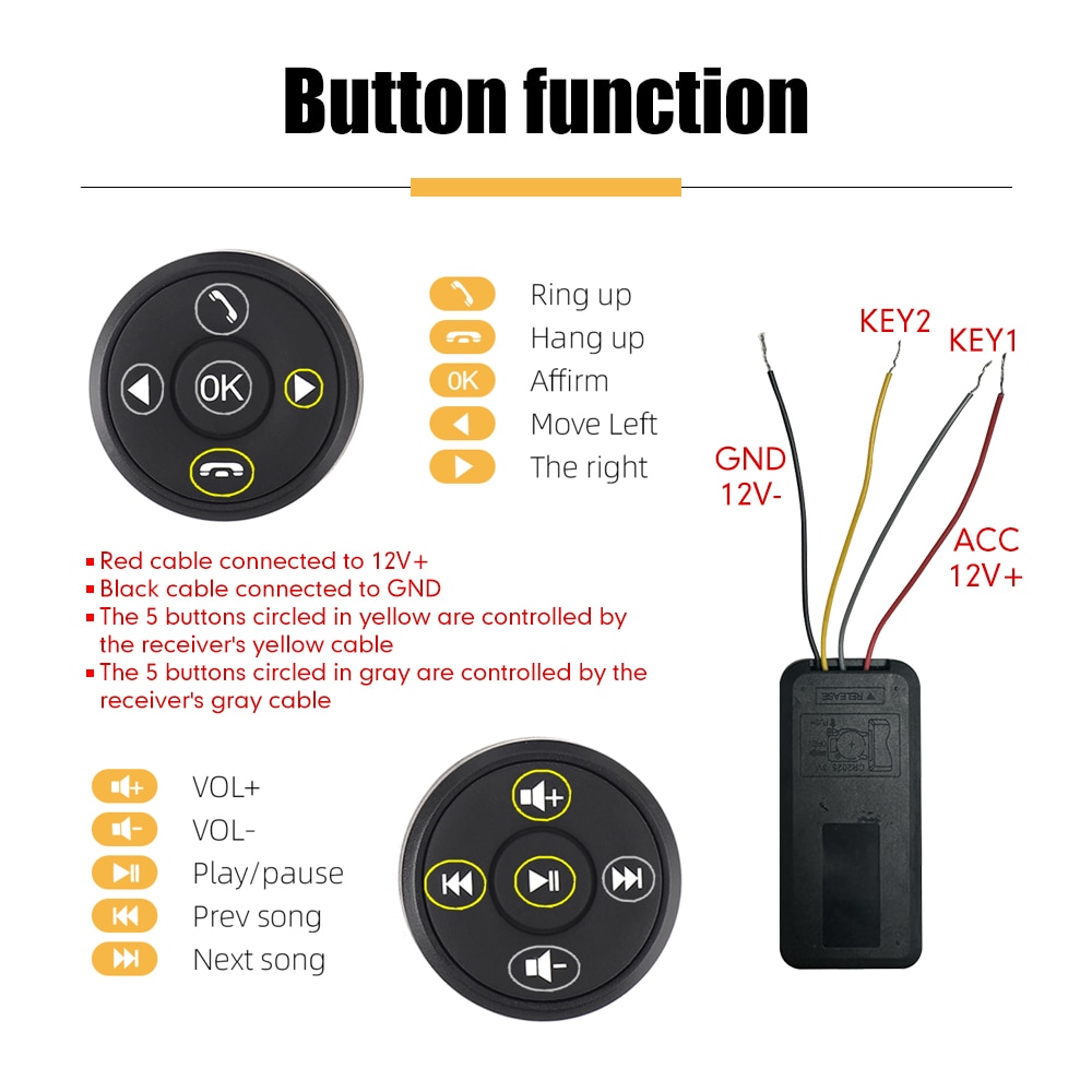Universal Wireless Remote Control Car steering wheel button Car DVD Player Radio GPS Navigation Multi-function Switch Button  