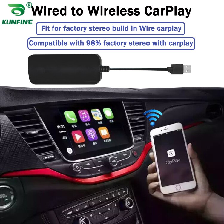 KUNFINE Wireless Wire Apple CarPlay Dongle for Android Car stereo Unit USB Carplay Stick with Android AUTO  