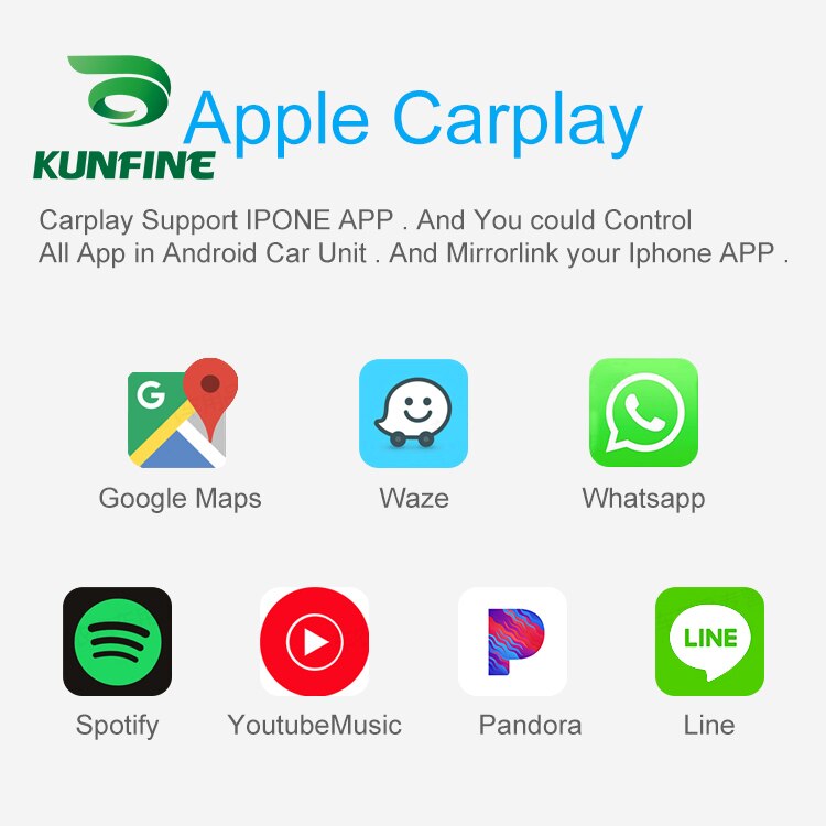 KUNFINE Wireless Wire Apple CarPlay Dongle for Android Car stereo Unit USB Carplay Stick with Android AUTO  