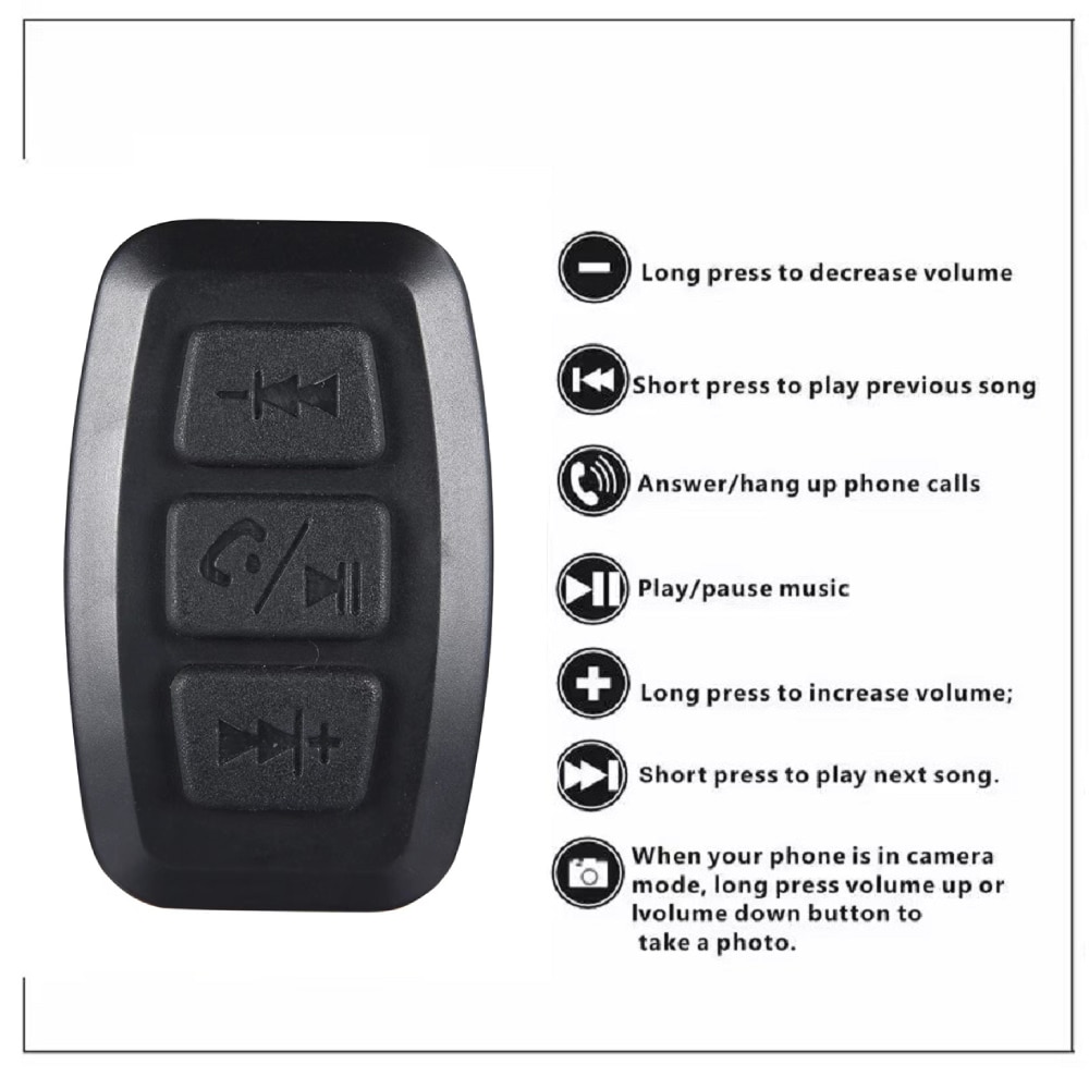 Car Wireless BT Button Remote Controller Auto Universal Motorcycle Handlebar Smart Button For Phone Answer Calls & Control Music  