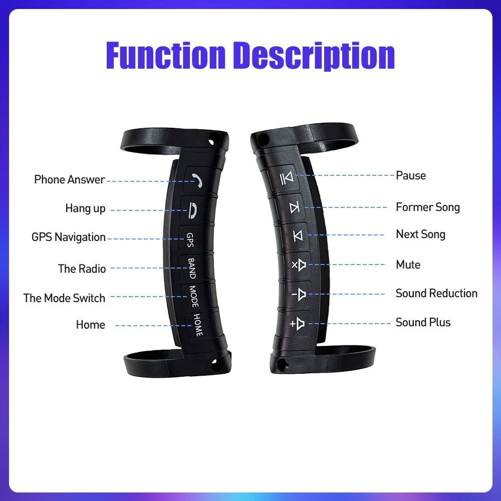 Universal Wireless Steering Wheel Remote Control Multi-function Button Remote Bluetooth for Car Radio DVD GPS  