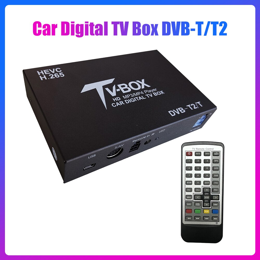 Car TV Signal Box DVB-T Auto Mobile Digital TV Box DVB-T2 HEVC H.265 Receiver TV Tuner Box Germany Europe Australia Philippines  
