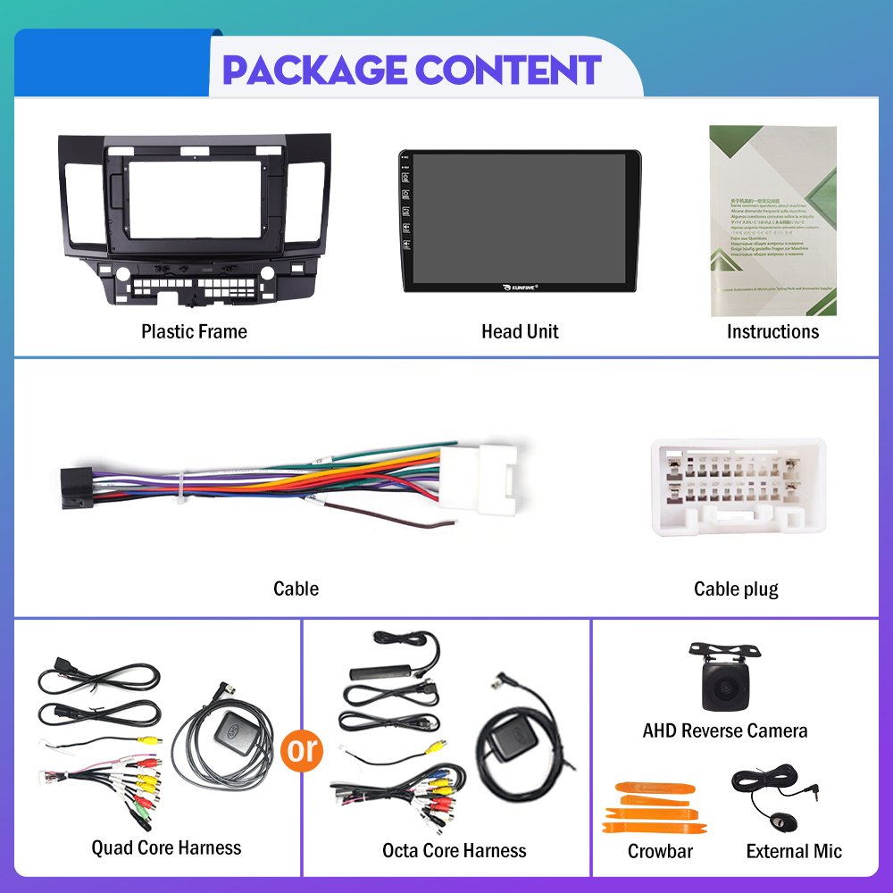 10.33 Inch Car Radio For Mitsubishi Lancer 06-18 2Din Android Octa Core Car Stereo DVD GPS Navigation Player QLED Screen Carplay  