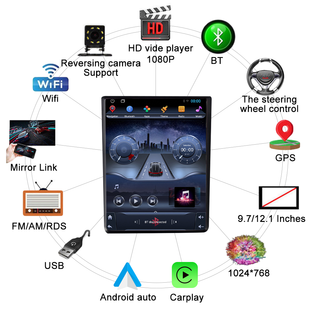9.7 Inch Tesla Style 2 Din Android Car Radio For Lexus ES Stereo Car Multimedia Video Player DVD GPS Navigation  