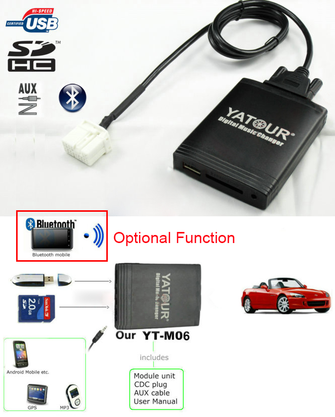 Car Digital Music Changer Adapter For Suzuki USB SD Aux MP3 Interface Car Radio  14Pin Europe Bluetooth Phone Mould&Controller Option  