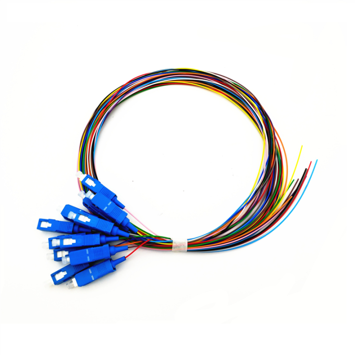 SC/UPC 12 Fiber SM Multi Color Fiber Optic Pigtails 1Meter
