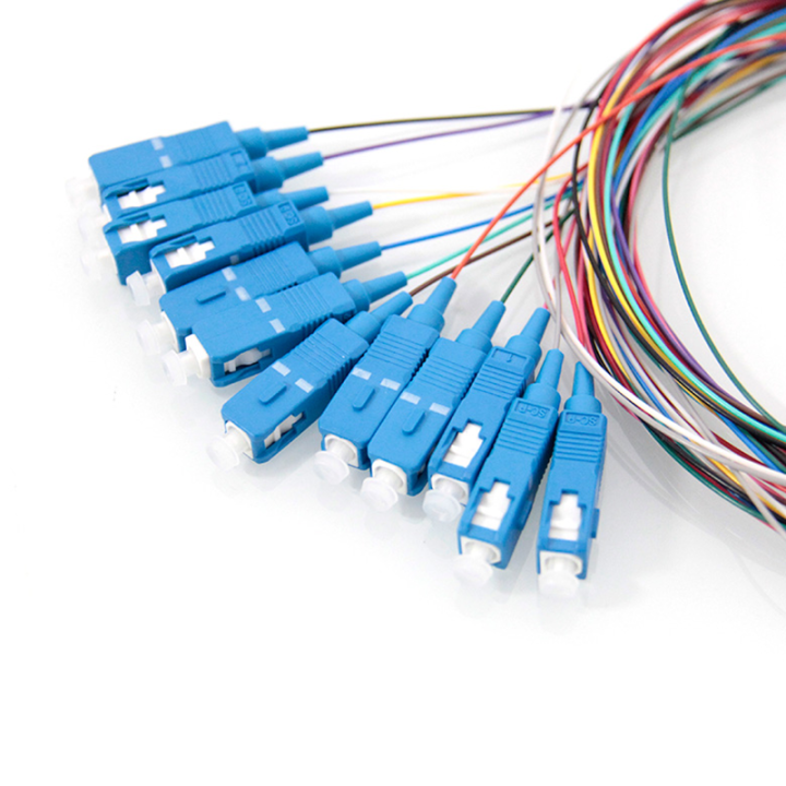 SC/UPC 12 Fiber SM Multi Color Fiber Optic Pigtails 1Meter