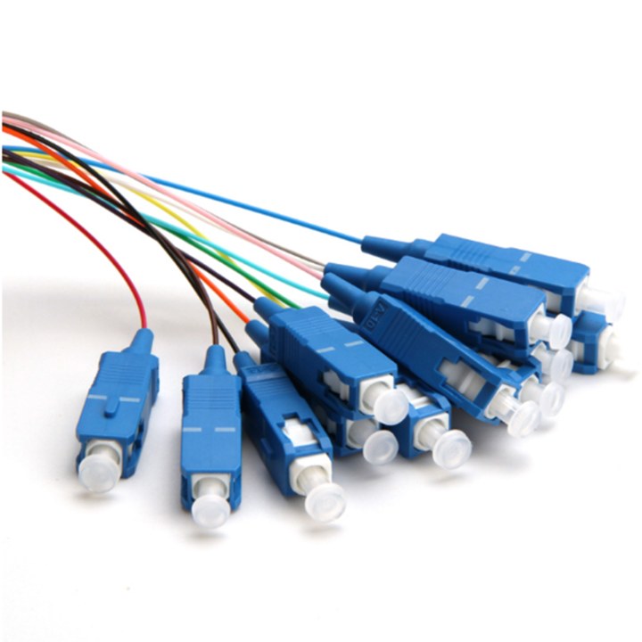 SC/UPC 12 Fiber SM Multi Color Fiber Optic Pigtails 1Meter