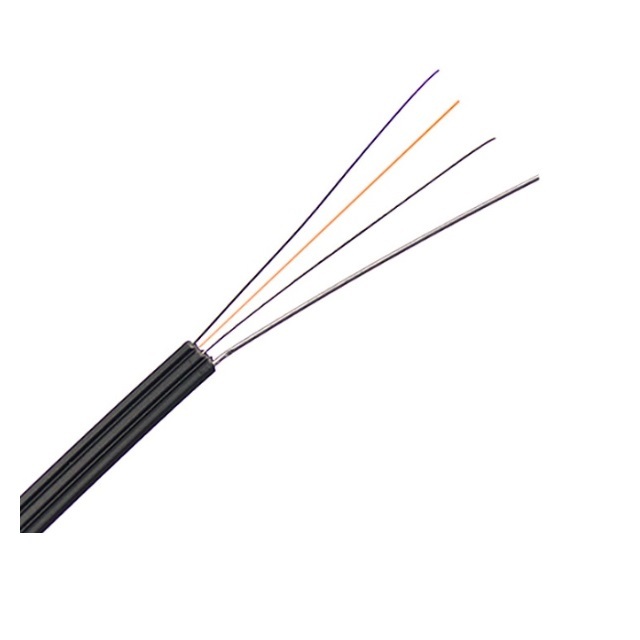 2km/drum Indoor FTTH Drop Cable GJXV-4B6 4 Core G657A1 PVC Jacket Steel Strength Member 