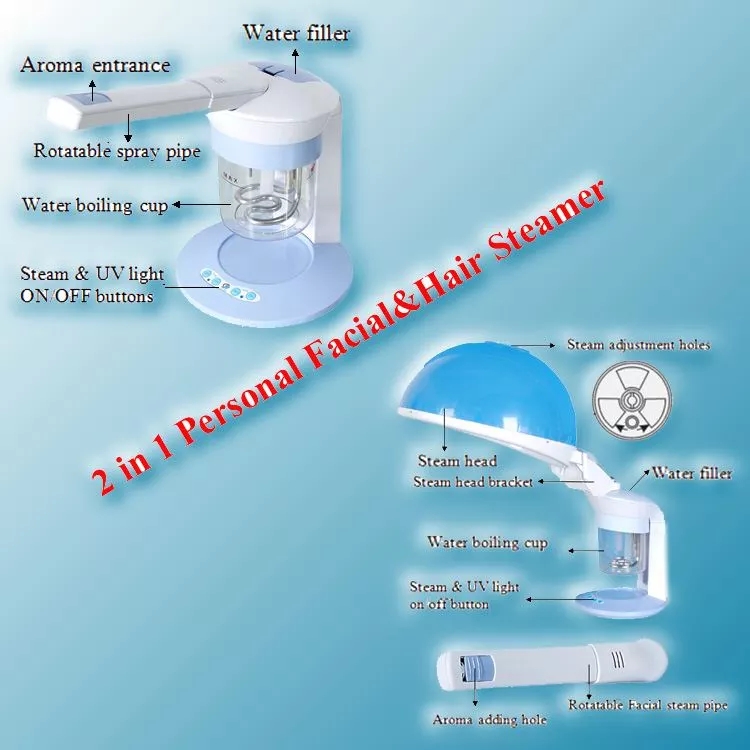 2 in 1 portable ozone ionic hair & facial steamer home use beauty machine