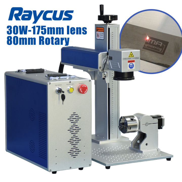 30w Raycus QSeries Fiber Laser Marking Machine 80mm Rotary Axis