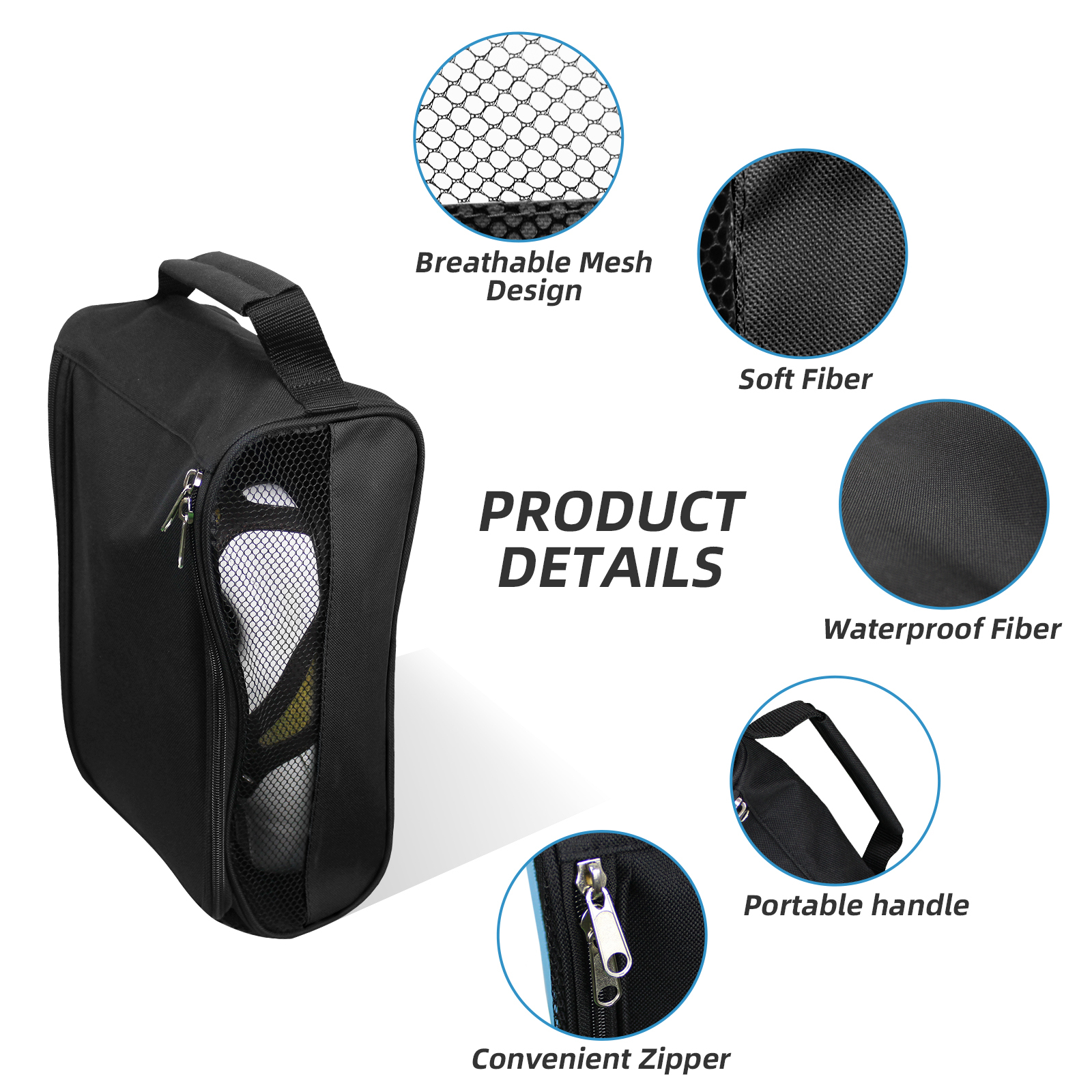 Scott Edward Portable Golf Shoe Bag Outdoor Travel Zippered Waterproof Breathable Carrier Bags for Men and Women on sale