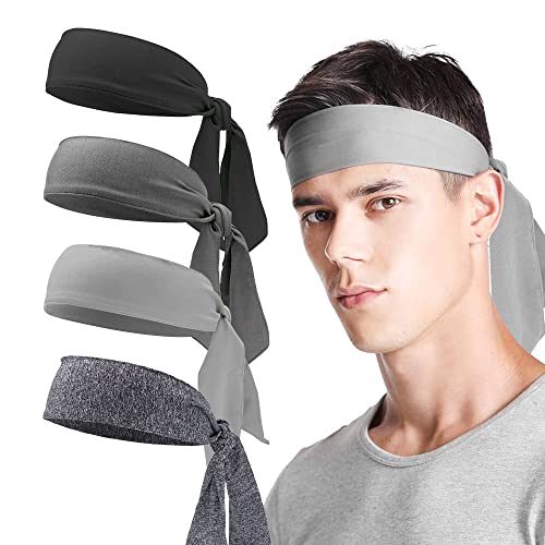 8 Pack Sweatbands Sports Headband for Men & Women, Moisture Wicking  Hairband Athletic Towel Headbands Cotton Head Sweat Bands for Running,  Cycling