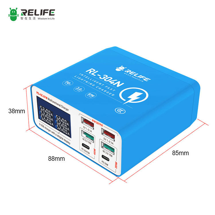 RELIFE RL-304N Intelligent digital display 6-port charger/wide voltage