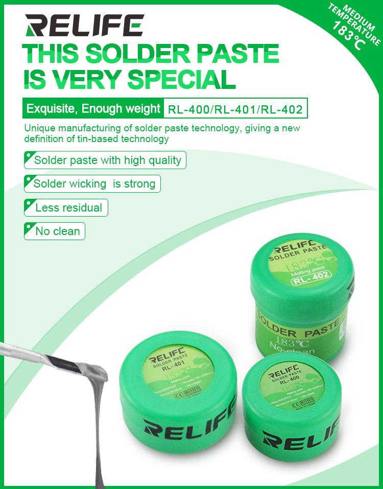 RELIFE 183℃ solder paste RL-400/401/402