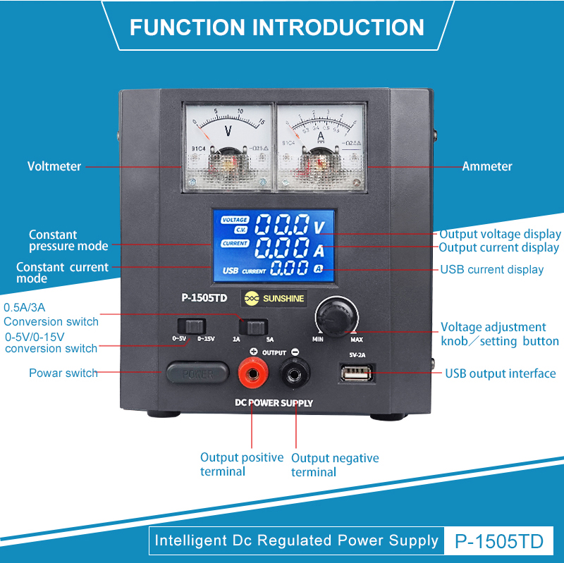 SUNSHINE P-1505TD Intelligent DC Stabilized Power Supply sunshine P-1505TD Intelligent DC Stabilized Power Supply