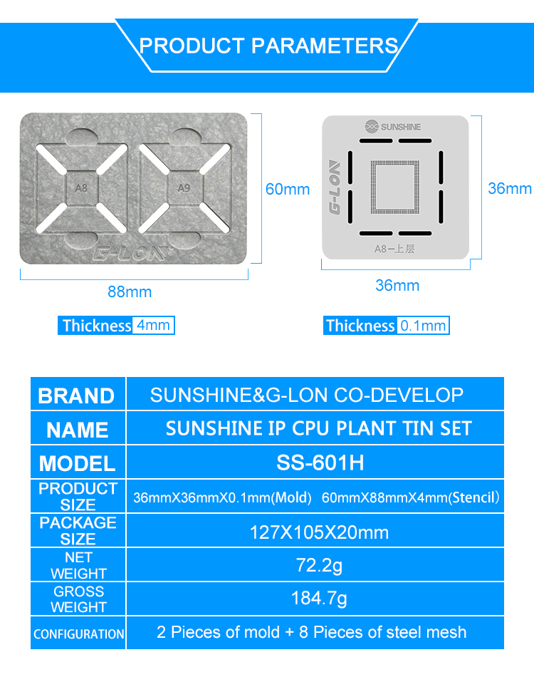 SUNSHINE SS-601H IP CPU Plant Tin Set A8-A13 sunshine  SS-601H IP CPU Plant Tin Set A8-A13