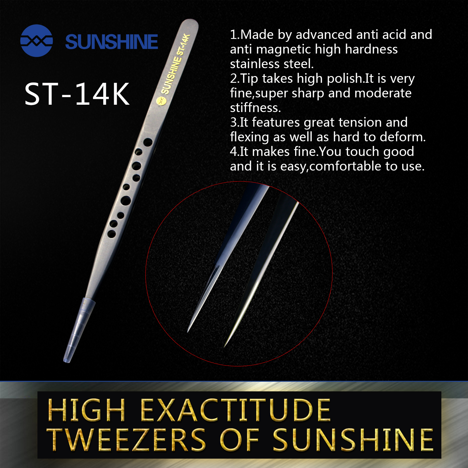SUNSHINE ST-14K Tweezers sunshine ST-14K  Tweezers