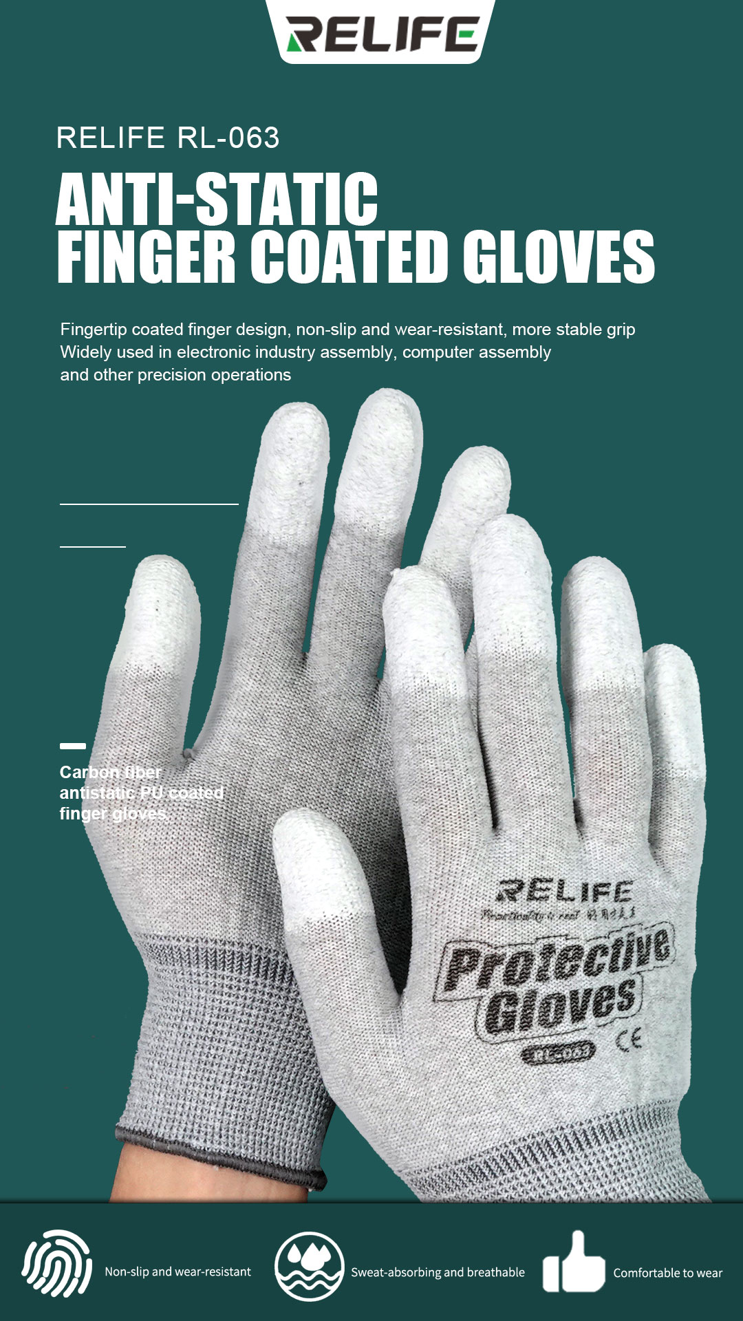 RELIFE RL-063 anti-static gloves RELIFE RL-063 anti-static gloves