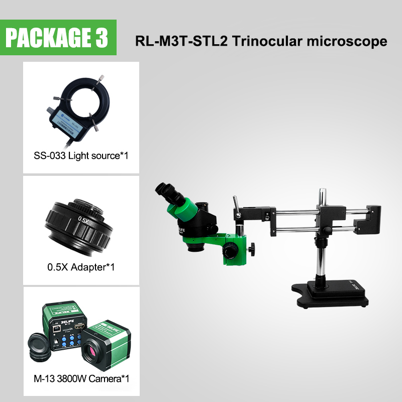 RELIFE RL-M3T-STL2 +HD Camera + SUNSHINE SS-033 black Led lamp + 0.5CTV Trinocular Stereo Microscope RELIFE RL-M3T-STL2 +HD Camera + SUNSHINE SS-033 black Led lamp + 0.5CTV Trinocular Stereo Microscope