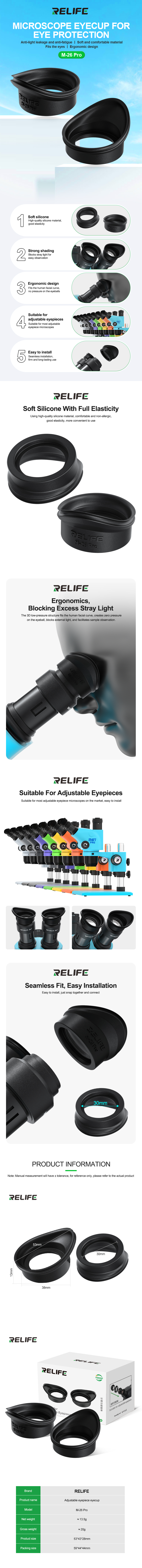RELIFE M-26 Pro Eyecups for adjustable eyepieces