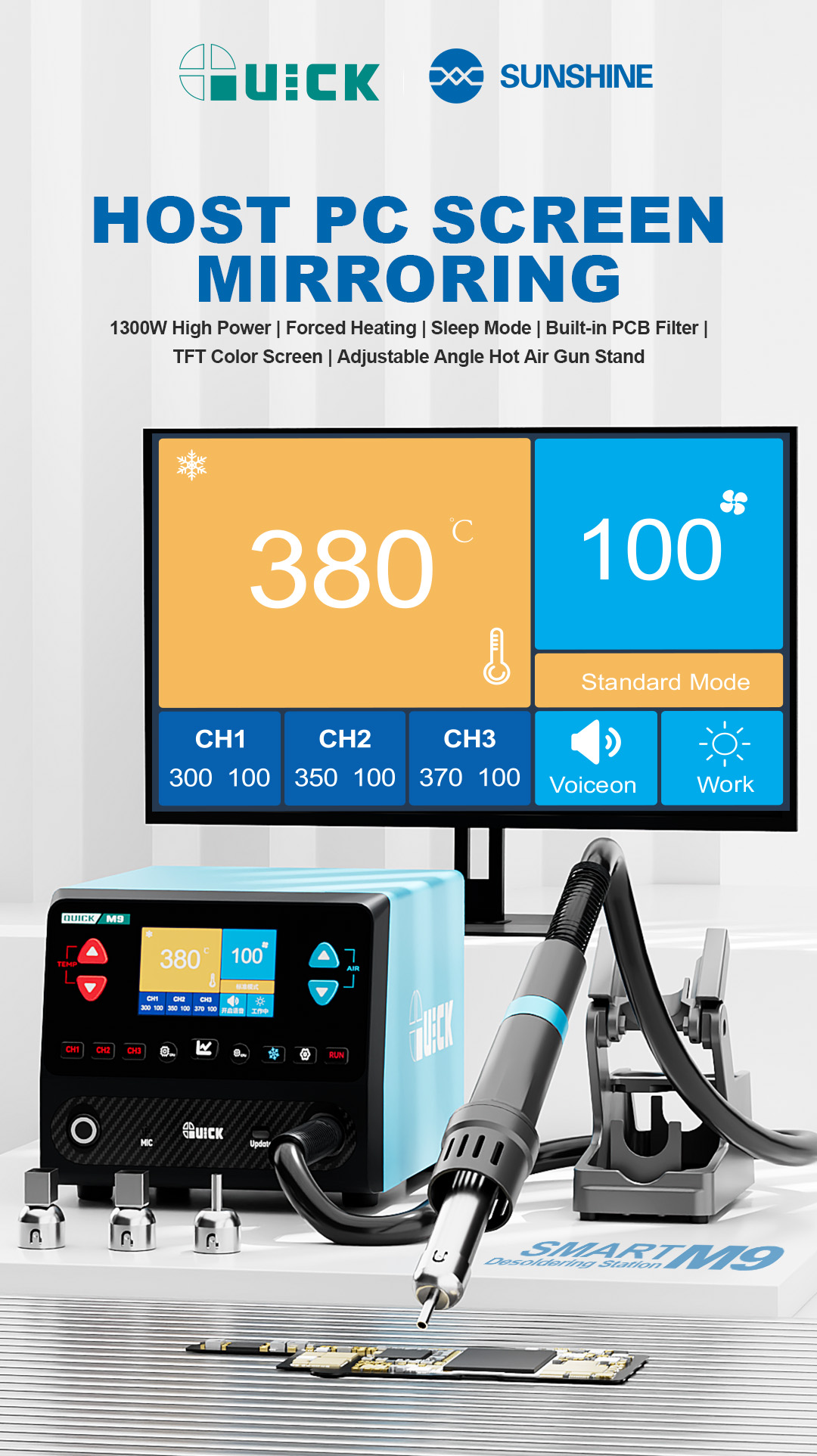 QUICK M9 Smart Lead-Free Hot Air Rework Station QUICK M9 Smart Lead-Free Hot Air Rework Station