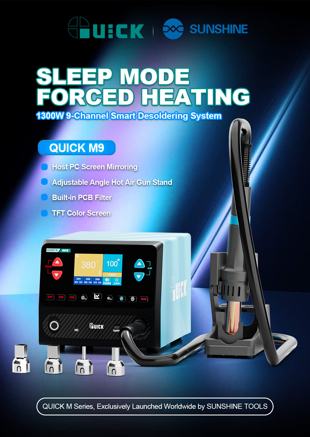 QUICK M9 Smart Lead-Free Hot Air Rework Station QUICK M9 Smart Lead-Free Hot Air Rework Station