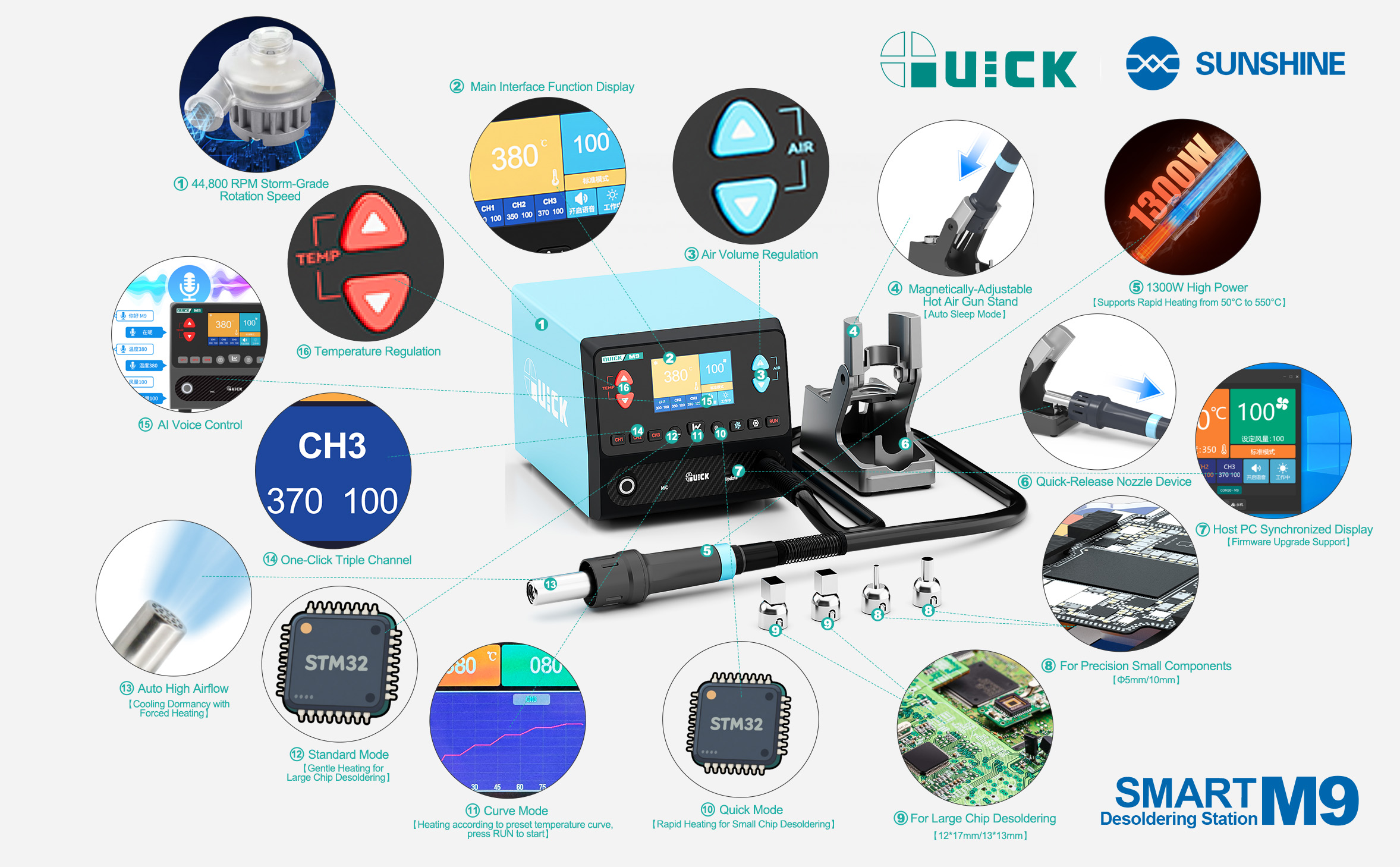 QUICK M9 Smart Lead-Free Hot Air Rework Station QUICK M9 Smart Lead-Free Hot Air Rework Station