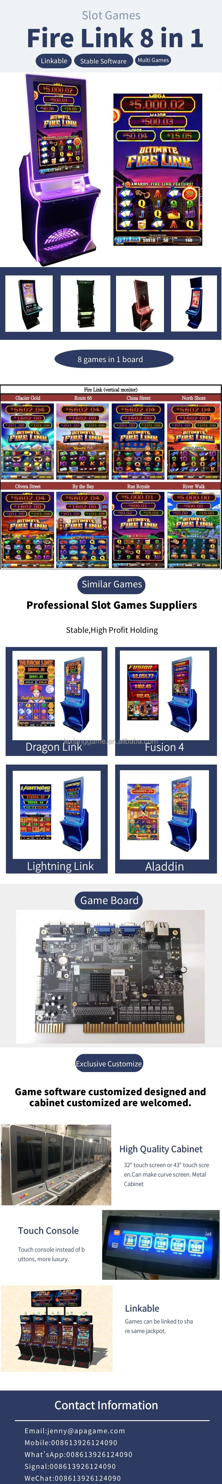 Multi 8 games in 1 Fire Link Slot Game Free Shipping Door To Door Delivery Vertical Slot Machine