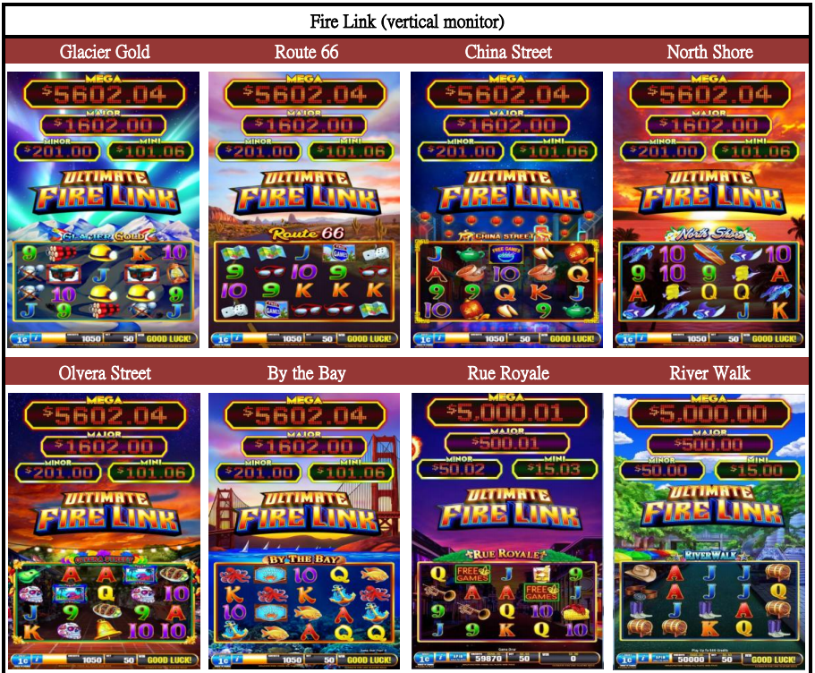 Fire Link Slot Game Boards Glacier Gold 32" Touch Screen 43" Vertical Slots Game Machine With Touch Console
